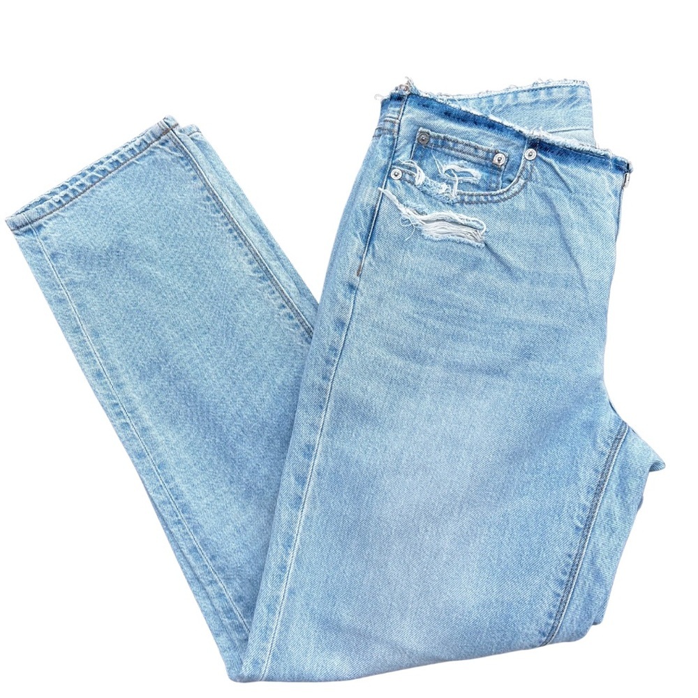 American Eagle ’90s Straight Jeans Size 2 Short Light Wash | Raw Deconstructed W